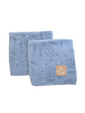 Deborah Connolly 2 Bath Towel Set Coastal Blue Turtles NWT
